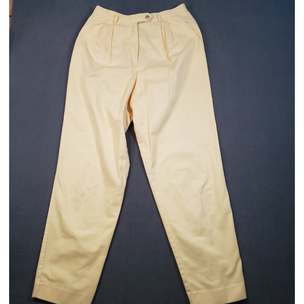 Talbots David Brooks Trousers Womens 12 Yellow Pleated High Rise Chino Pants